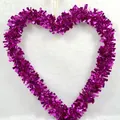 35cm heart-shaped purple tinsel Christmas wreath for festive holiday window decoration - 30x35cm / Purple