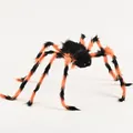 Gran decoración de araña de peluche de Halloween con patas a rayas negras y naranjas - 30cm / Amarillo
