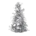 Mini silver tinsel tabletop Christmas tree with sparkling stars for holiday home decor - Silver with Star