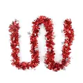 Festive red Christmas tinsel garland with shiny silver star accents for party decor. - 2m / Red
