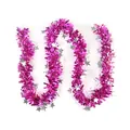 Pink Christmas tinsel garland with silver stars for festive party tree decoration - 2m / Star Shaped Purple