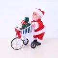 Electric Santa Claus figurine riding a white tricycle with gift bags for Christmas deco - Stroller
