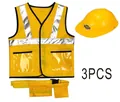 Detailed view of 3-piece kids construction worker costume with vest, hat, and belt. - Set / 3-Piece Set (Vest + Hat + Belt)