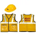 Children's yellow construction engineer vest and hard hat costume set for role play - Set / 2-Piece Set (Vest + Hat)