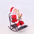 Electric musical Santa Claus figurine playing saxophone on a brown rocking chair. - Red Rocking Chair Santa Claus - Large