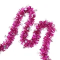 Vibrant fuchsia metallic Christmas tinsel garland with decorative silver star sequins - Star Tinsel / 2m / Purple