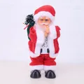 Electric standing Santa Claus doll figurine for festive Christmas window display decoration - Santa Claus with White Belt and Gift Bag