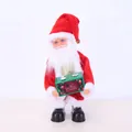 Standing electric Santa Claus doll holding a green Merry Christmas gift box - Santa Holding Gift Box