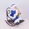 Electric Santa Claus ornament in blue suit playing saxophone on rocking chair - Blue Rocking Chair Santa Claus - Small
