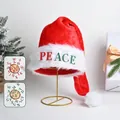 Lungo cappello di Babbo Natale in peluche rosso 75 cm con adesivi alfabetici - Stile DIY / Set di 52 Adesivi con Lettere / Rosso