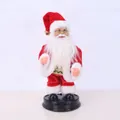 Decorative standing electric Santa Claus doll figurine wearing a classic red velvet suit - Black Round Platform