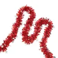 Red Christmas tinsel garland with silver star decorations for festive party decor - Star Tinsel / 2m / Red