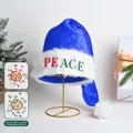 Cappello di Natale blu in peluche da 75 cm con 52 adesivi con lettere fai-da-te - Stile DIY / Set di 52 Adesivi con Lettere / Blu Reale