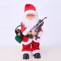Electric standing Santa Claus figurine playing violin with a green velvet gift bag - Crossbody Bag Violin