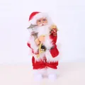 Electric standing Santa Claus doll figurine holding a lantern for Christmas home decor - White Feet Lantern & Gift Bag