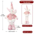 Renna di peluche natalizia rosa con paillettes e gambe telescopiche per decoro - Bambola Renna Telescopica / Rosa