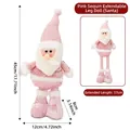 Babbo Natale rosa con paillettes e gambe telescopiche per decorazioni natalizie - Bambola Babbo Natale Telescopica / Rosa