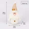 Detailed size guide of a plush Christmas snowman figurine with a knitted hat. - White Knitted Santa