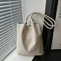 Minimalist cream suede underarm tote bag for women elegant shoulder bag style - Tote Bag Set / White