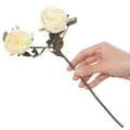 Elegant artificial 2-head autumn rose spray in creamy white finish for home and hotel decor - White