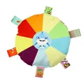 Colorful round plush pet toy with cartoon shark and interactive sensory ribbon tags - Shark Frisbee / Colorful