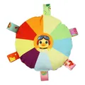 Round colorful plush squeaky dog toy featuring a cute pilot duck and taggie loops - Duckling Frisbee / Colorful
