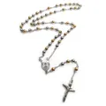 Handcrafted 6mm stainless steel rosary necklace in gold and silver mixed tones - 6mm / Gold and Silver