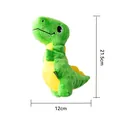 Green plush dinosaur squeaky dog toy with 21.5cm height and 12cm width dimensions - T-Rex / Green