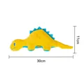 Squeaky plush dinosaur dog toy for teething, yellow with blue spikes, 30cm length - Stegosaurus / Yellow