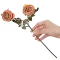 Autumn vintage burnt orange artificial rose branch with two heads for home decor. - Orange