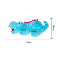 Blue textured dinosaur plush dog squeaky toy showing 25cm length and 10cm height - Spinosaurus / Blue