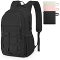 Black lightweight outdoor hiking backpack with additional colorful storage pouches - 15L / Black