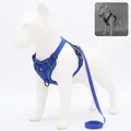 Blue reflective dog harness and 1.5m leash set for small to medium pets - Size S (With 1.5m Leash) / Blue