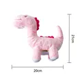 Pink dinosaur squeaky plush dog toy, 21x20cm size, durable chew-resistant pet play toy - Pink