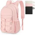 Lightweight pink hiking backpack with extra storage pouches for outdoor sports and travel - 15L / Pink