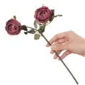 Realistic 2-head autumn rose spray in deep pink for home floral arrangement - Red
