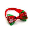 Detail view of a festive red and green Christmas pet bow tie with tree patterns. - 1*(20-36)CM / Christmas Tree Print Style (4)