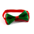 Détail d'un nœud papillon de Noël pour animaux en satin rouge et vert éclatant - 1*(20-36)CM / Style Satin Rouge et Vert (3)
