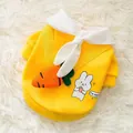 Cozy yellow dog sweatshirt featuring a white sailor collar and a cute carrot bunny design - XS / Carrot School Hoodie