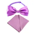 Detail view of the purple cotton pet bow tie and matching triangular bandana set - Light Purple