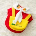Cute red pet hoodie for dogs and cats with white collar and yellow 'you're my friend' pocket - XS / Red School Hoodie