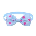Light blue pet bow tie collar with pink polka dots for dogs and cats accessory - Light Blue with Pink Dots (BT010-1)