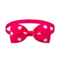 Pink polka dot pet bow tie collar with adjustable ribbon for dogs and cats - Magenta with White Dots (BT010-3)