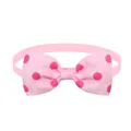 Adorable pink polka dot pet bow tie collar accessory for small dogs and cats holiday decor - Pink with Dark Pink Dots (BT010-14)