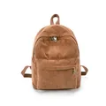 Vintage style brown corduroy backpack for women featuring a minimalist Korean design - Khaki