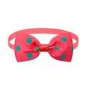 Elegant pink pet bow tie collar with vibrant green polka dots for small dogs and cats - Peach with Green Dots (BT010-4)