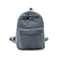 Stylish light blue corduroy backpack for women with soft texture and front pocket - Gray