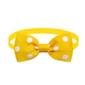 Adjustable bright yellow pet bowtie collar with white polka dots for small dogs and cats. - Yellow with White Dots (BT010-6)