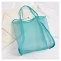Large light blue mesh beach bag for travel storage, swimming gear and kids' toys - Universal Specification / Blue