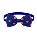 Stylish polka dot pet bow tie collar for dogs and cats in navy blue and bright pink color - Navy Blue with Pink Dots (BT010-8)